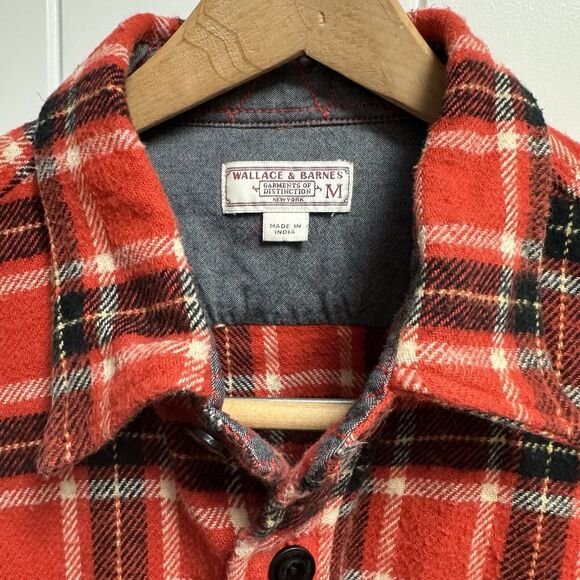 Vintage Wallace And Barnes Red Thick Overshirt Shirt Jacket Workwear - Picture 2 of 11